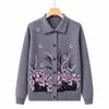 Casaco de primavera e outono da vovó, roupas de outono para mulheres idosas, estilo solto e fino, roupas de senhora idosa, roupa de mãe, cardigã de tricô