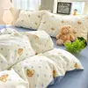 Juego de Cama Auténtico Grado A de Cuatro Piezas Grado Madre e Hijo Doble Capa de Gasa Sábana para Dormir a Piel Funda de Edredón Funda para Ropa de Cama Juego de Tres Piezas para Dormitorio Estudiantil