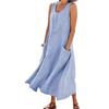 Vestido suelto de lino y algodón para mujer, de talla grande, sin mangas, de comercio exterior europeo y americano, de Amazon 2022
