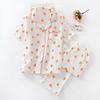 Pijama de crepé de algodón puro para mujer, de gasa, color naranja dulce, de algodón puro lavado, informal, estilo cómodo, para el hogar.