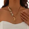 Joyería Transfronteriza Europea y Americana Vacaciones en la Playa Cadena para Clavícula de Concha Estilo Marino Estrella de Mar Traje Versátil Collar
