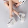 Novo Estilo Sapatos Plataforma com Cadarços 12cm, Malha Vazada, Estilo Coreano Respiráveis de Salto Alto Casuais para Mulheres