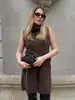 Colete de tricô macio com gola alta transfronteiriço para mulheres outono e inverno 2026 colete de tricô versátil de gola alta europeu e americano para mulheres
