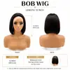 Peluca corta tipo bob con encaje frontal transparente 13x4 tejida a mano transfronteriza europea y americana de fibra sintética sin pegamento, con línea de cabello pre-depilada