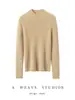 Suéter de peça única 100% cashmere sem costura para mulheres, gola semi-alta, pulôver de tricô slim fit, estilo outono e inverno