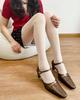 Medias Negras de Seda Sexy Rosa Medias Finas de Base Primavera y Verano Medias Elásticas de Seda Pura Blanca Retro Francesas Calcetines para Mujer Transparentes para la Piel