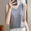 Jersey sin mangas de otoño e invierno 2022, nuevo jersey de lana con cuello en V, camisola de moda de color sólido, camisa de base de lana que combina con todo