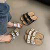 Pantuflas Birkenstock de Suela Gruesa para Mujer Verano Ropa de Exterior Nuevo Estilo Coreano Retro Hada Playa Casual Sandalias Planas Birkenstock