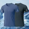 Camiseta masculina fina de secagem rápida, esportiva, de verão, manga curta, solta, para treino, corrida, tops para atividades ao ar livre