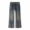 Mu Qiu Roupa Masculina Marca Americana Moderna cleanfit Jeans com Rasgos Lavados Micro-Flare Calças Longas Masculinas Fluídas de Perna Larga