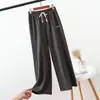 Pantalones de pijama cálidos de otoño e invierno para mujer, pantalones casuales de terciopelo engrosado para el hogar, ropa exterior, deportivos, para mediana edad, de pierna ancha