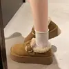Botas de Neve com Solado Grosso e Forro de Pelúcia para Mulheres 2026 Novo Estilo Quente Inverno Mais Veludo Totalmente Fechado Estilo Birkenstock Sapatos de Algodão com Pelo para Mulheres
