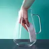 Tetera de agua fría resistente a altas temperaturas para el hogar, gran capacidad, de vidrio, taza para agua fría, tetera para sala de estar, juego de tetera