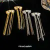 Pendientes de plata con baño de oro real de 18 quilates, aguja de plata, borla de lazo de circonita, pendientes de lujo ligero de alta gama, accesorios de oreja exquisitos y a la moda