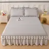 2026 Novo Modelo Saia de Cama de Renda Imitação de Algodão de Alta Qualidade Conjunto de Três Peças, Saia de Cama de Renda Estilo Princesa Coreana de Algodão Lavado, Exclusivo para Transmissão ao Vivo