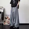 Pantalones casuales de pierna ancha tie-dye de marca moderna para hombre, nuevo estilo 2026, holgados y versátiles, pantalones largos de pierna recta fluidos para hombre