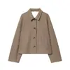 Comércio Exterior Transfronteiriço Moda Nova Outono e Inverno 2025 Versátil Elegante Lã Slim-Fit Lapela Botão Único Casaco de Lã para Mulheres
