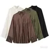Ropa de mujer transfronteriza 2026 Estilo europeo y americano moderna casual holgada con botones bolsillo bordado manga larga para mujer F612793