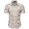 Moda Europea y Americana Casual Camisa Floral de Manga Corta Juventud Delgada Top de Flores de Playa Corte Delgado Cardigan para Deportes al Aire Libre Moderno