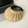 Sombrero de Protección Solar de Verano para Mujer, Protección Solar, Anti-UV, Parte Superior Abierta, Sombrero de Carcasa de Plástico Negro, Ala Ancha, Aro para Cabello Plegable, Sombrero para Exteriores