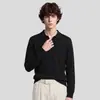 Roupas masculinas APO Suéter de malha masculino texturizado transfronteiriço, estilo old money, de manga comprida, modelagem solta, com gola reversa, blusa suéter casual para homens