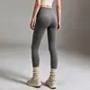 Conjunto de Fitness Pilates Otoño para Mujer Pantalones de Yoga de Cintura Alta Sin Costuras Tacto Nude Adelgazantes Elásticos Borde Antideslizante Ropa Deportiva