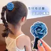 Diadema de Alambre para el Pelo Azul Denim con Forma de Rosa para Niñas 2025 Nuevo Estilo Cuerda para el Pelo para Niñas para Hacer Cola de Caballo Banda Elástica