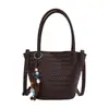 Bolso tejido de mujer vintage, nuevo bolso tote versión coreana otoño e invierno 2026, bolso de hombro simple de gran capacidad para el día a día
