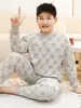 Conjunto de Roupa Íntima de Algodão para Meninos Outono, Conjunto de Pijama Térmico Camada Base Estudantil para Crianças de Tamanho Médio e Grande, Tamanho Plus