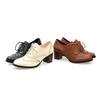 Zapatos de Mujer Brogue Redondos de Tacón Grueso, Color Sólido, con Cordones Delanteros, Caña Baja, para Primavera, Verano y Otoño