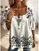 Nuevo top strapless de botones con estampado transfronterizo, elegante y con estilo para ir al trabajo, camisa casual de manga corta con cuello cuadrado, única y a la moda para mujer