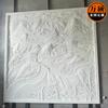 Escultura de Piedra Atardecer Rojo Mármol Blanco Flor Floreciendo Rico Relieve Piedra Azul Escultura Redonda Mármol Tallado Nueva Pantalla de Pared Chinoiserie