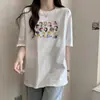 Camiseta Feminina de Verão 2024 Nova Europeia e Americana Super Quente Ombro a Ombro Manga Curta Loose Oversize Meia-manga