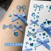 Pegatinas faciales azules con lazos, accesorios faciales para los conciertos de Zhou Shen y Zhang Jie, pegatinas de diamantes, pegatinas faciales de maquillaje de apoyo