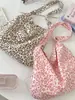 58101 Bolso de Lona con Estampado de Leopardo Retro Literario para Mujer Estilo Coreano Estilo Ins Gran Capacidad Bolso de Lona para Mujer Bolso de Hombro Sencillo Bolso Bandolera