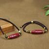 Pulsera de Cuerda Hecha a Mano de Cinabrio Natural Cadena para Clavícula con Cuenta Dzi de Nueve Ojos Collar con Colgante de Arena Dorada Púrpura de Alto Contenido para Mujeres