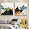 Soporte pintura abstracta moderna trilian de alta definición hecha a medida Sol de Montaña Dorado pintura abstracta hotel decoración del hogar pintura al óleo
