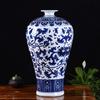 Vaso de Cerâmica Jingdezhen Pintado à Mão Porcelana Azul e Branca Antiga Vaso Grande Enfeites de Flores para Sala de Estar da Casa