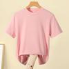 Camiseta Feminina Gola Redonda Ombro Direito Manga Meia Fio Longo Algodão Colete Moda Verão Efeito Emagrecedor Camada Interna