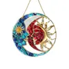 Plato colgante bohemio pintado de gran venta transfronteriza, decoración artística redonda para ventanas del hogar, adorno colgante de acrílico, personalizable