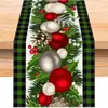 Caminho de mesa de linho estampado de Natal transfronteiriço, decoração de atmosfera festiva, toalha de mesa com estampa de árvore de Natal e boneco de neve atacado