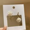 Pendientes de borlas con diseño de flor estilo coreano s925, sencillos, elegantes y con perlas, para mujer.