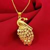 Pingente Pavão Ouro Areia Vietnamita Criativo Esculpido Ouro Imitação Pingente Feminino Colar Fênix Joias Ouro Areia Atacado