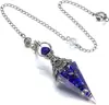 Comércio Exterior Novos Produtos Prata Antiga Cristal Colorido Pêndulo Pedra Semi-preciosa Pedra Colorida Resina Pêndulo Hexágono Cone Pingente