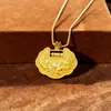 Colar Feminino Estilo Antigo Banhado a Ouro Cravejado de Diamantes Flor da Prosperidade Cadeado Ruyi Alta Retenção de Cor Pingente Estilo Chinês Hanfu Corrente para Suéter Atacado