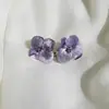 Pendientes de flor en degradado rosa y morado, súper etéreos, sencillos y elegantes, con un toque fresco y elegante, compactos, favorecedores y de alto valor estético, pendientes de botón