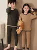 Conjunto de Ropa Interior Térmica para Niños, Capa Base Cálida de Forro Polar para Niñas, Ropa de Otoño y Pantalones, Ropa de Casa para Jóvenes Niños, Pijamas para Niños