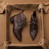 Elegantes Botas Martin con Cordones y Punta Fina para Mujer, Nuevo Estilo Británico Vintage 2026 Botines Chelsea de Tacón Grueso Medio-Alto