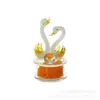 Cisne de Jade Blanco Transfronterizo con Diamante Decoración de Cristal para Coche Decoración de Escritorio para Sala de Estar Regalo de Tanabata Artesanía Creativa Regalo