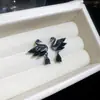 Pendientes Colgantes de Cisne con Zirconia de Aguja Plateada Forma de Gota de Agua Pendientes de Nicho de Alta Gama Exquisitos Dulces Elegantes Pendientes de Temperamento para Mujer